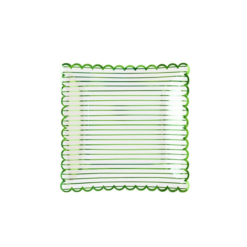 Green Striped Paper Plate