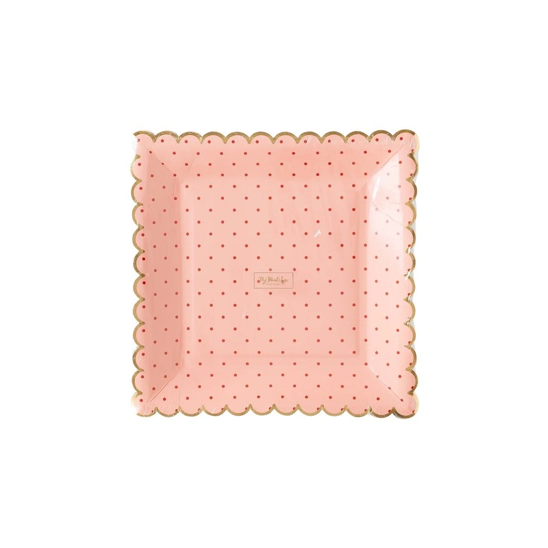 Scallop Pink Polka Dot Plate