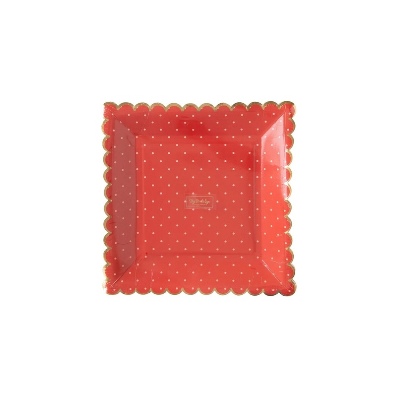 Scallop Red Polka Dot Plate