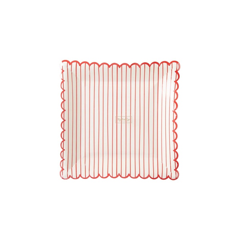 Valentine Red Striped Plate