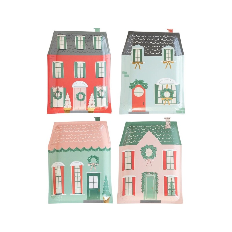 Village Christmas House Shaped Plate