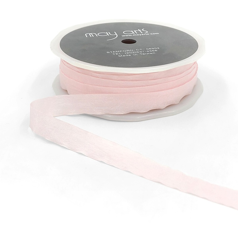 1/2 Inch Wrinkled Faux Silk Ribbon- Pink