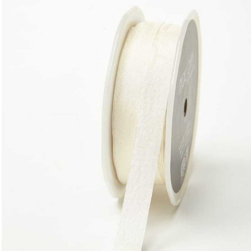 1/2 Inch Wrinkled Faux Silk Ribbon with Cut Edge- Ivory