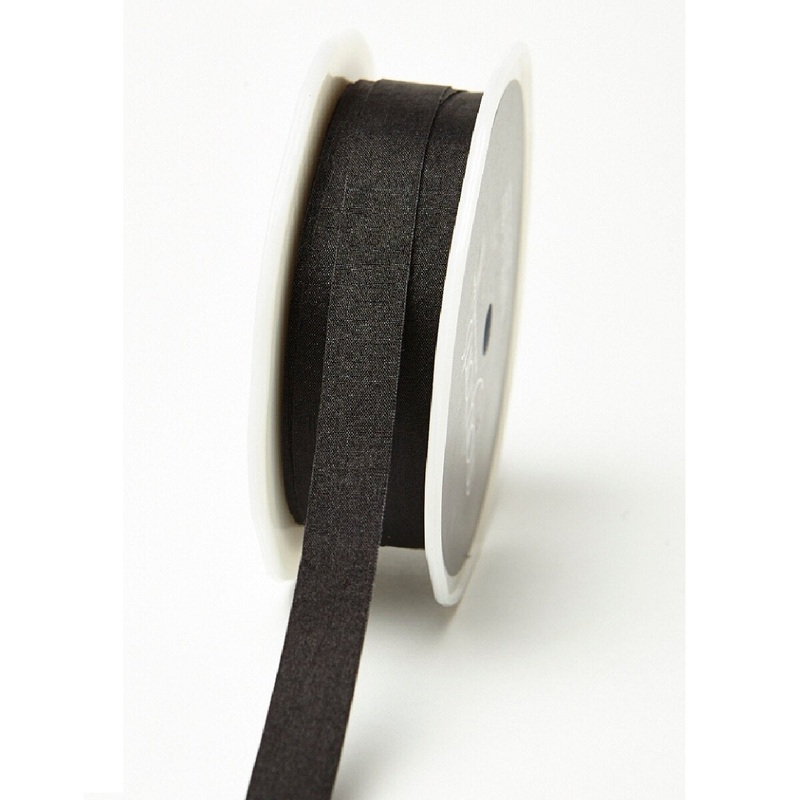 1/2 Wrinkled Faux Silk Ribbon with Cut Edge- Black