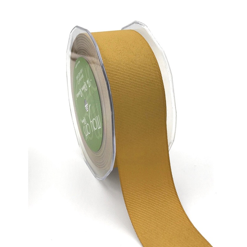 1.5 Inch Heavy-Weight Classic Grosgrain Ribbon With Woven Edge- Antique Gold