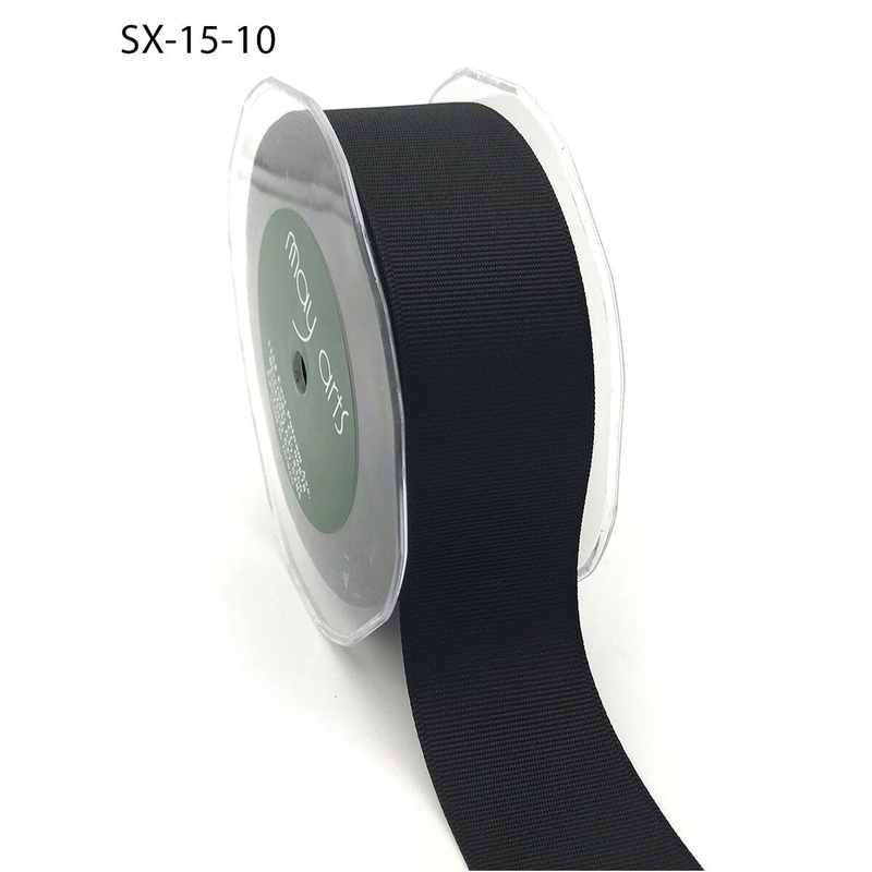 1.5 Inch Heavy-Weight Classic Grosgrain Ribbon with Woven Edge- Black