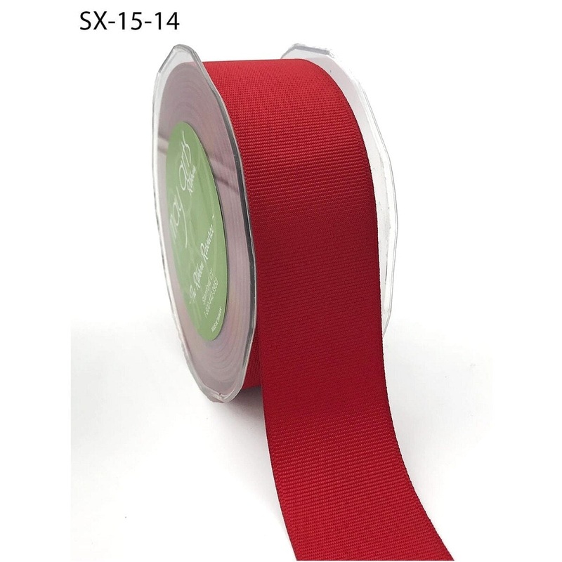 1.5 Inch Heavy-Weight Classic Grosgrain Ribbon With Woven Edge- Red