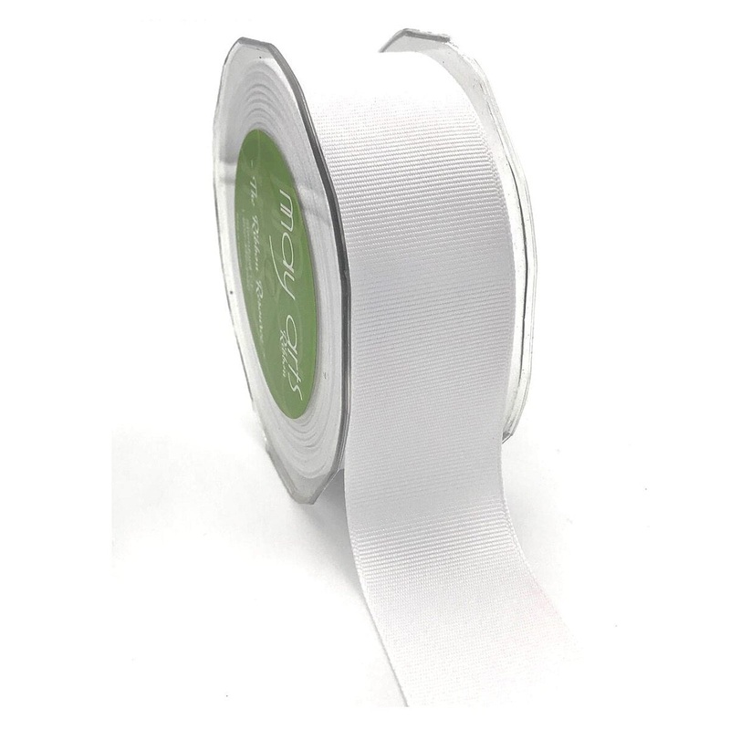 1.5 Inch Heavy-Weight Classic Grosgrain Ribbon with Woven Edge- White