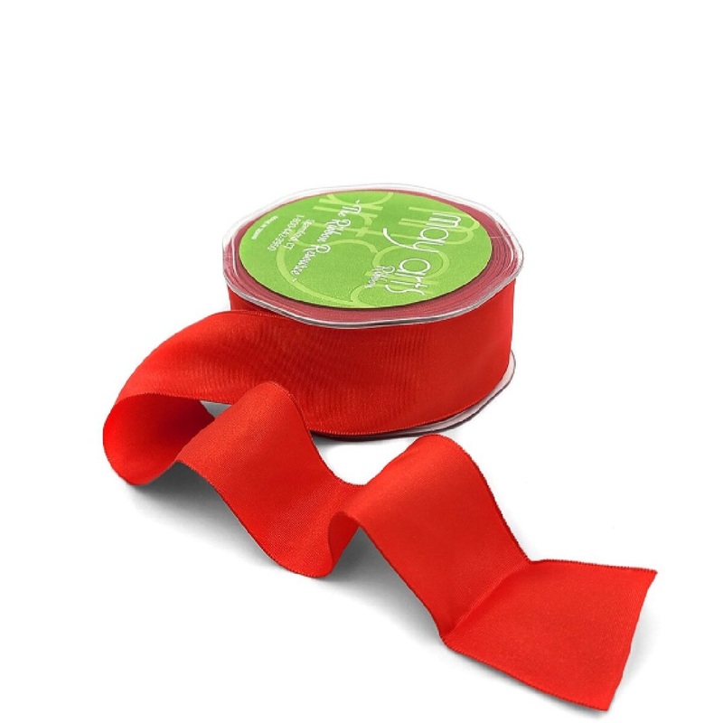 1.5 Inch Taffeta Ribbon with Wired Edge- Red