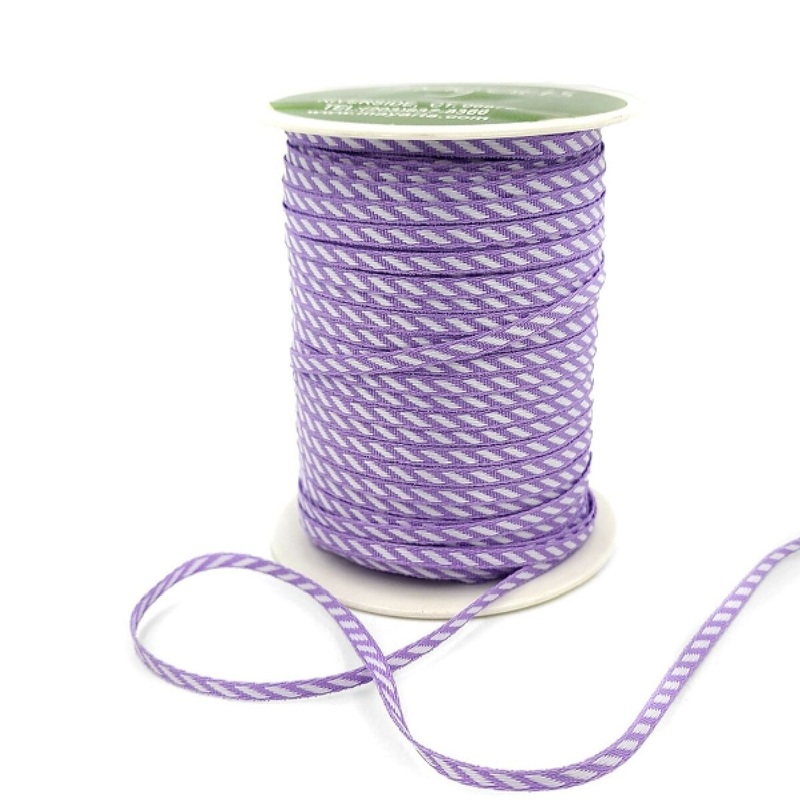 1/8 Inch Mini Diagonal Stripes Ribbon with Woven Edge- Lavender
