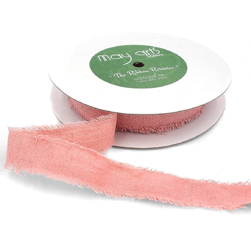 1 Inch Frayed Edge Cotton Ribbon- Pink