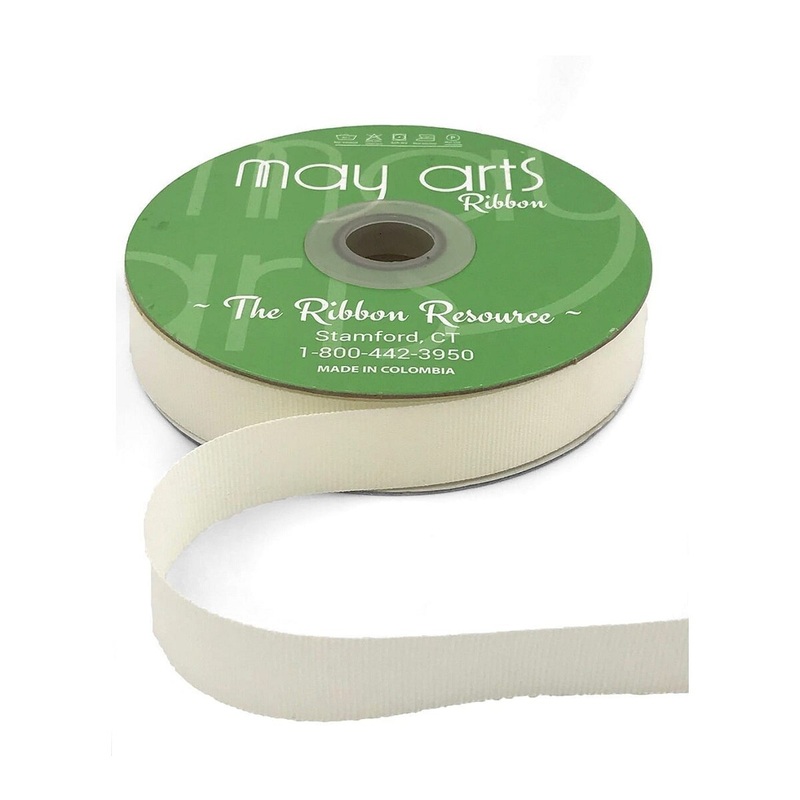 18mm Light-Weight Flat Grosgrain Ribbon With Woven Edge- Ivory