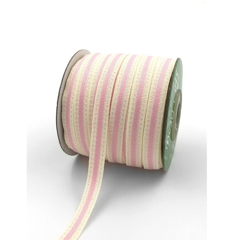 3/8 Inch Band Ribbon with Stitched Edge- Pink