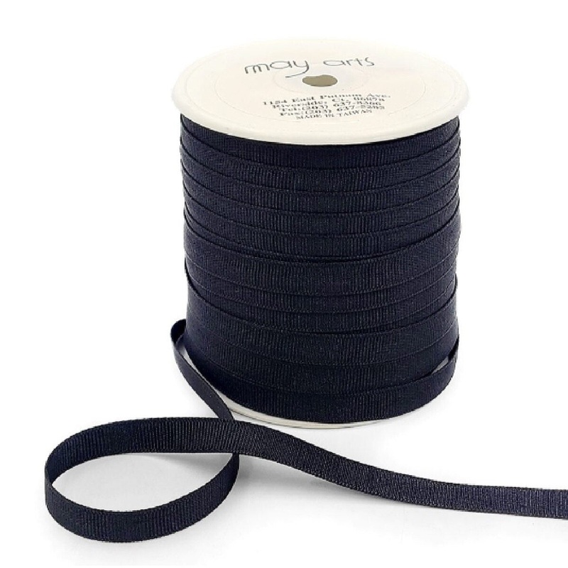 3/8 Inch Heavy-Weight Grosgrain Ribbon- Black