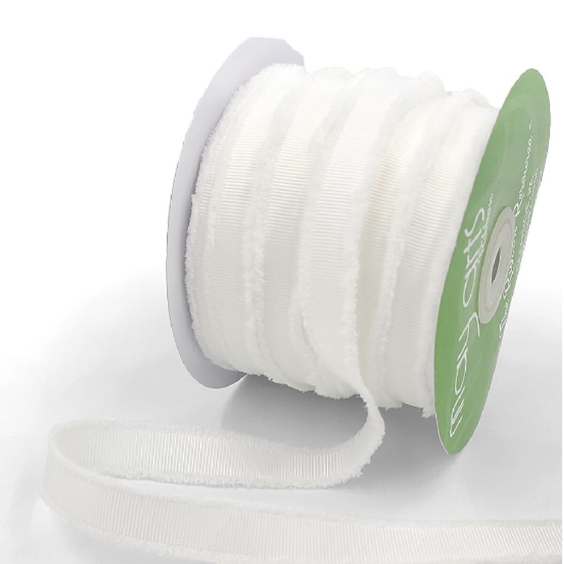 5/8 Fuzzy Grosgrain Ribbon- White