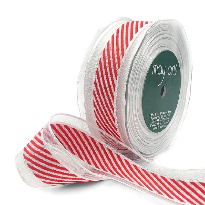 Red Edge Diagonal Stripe Ribbon