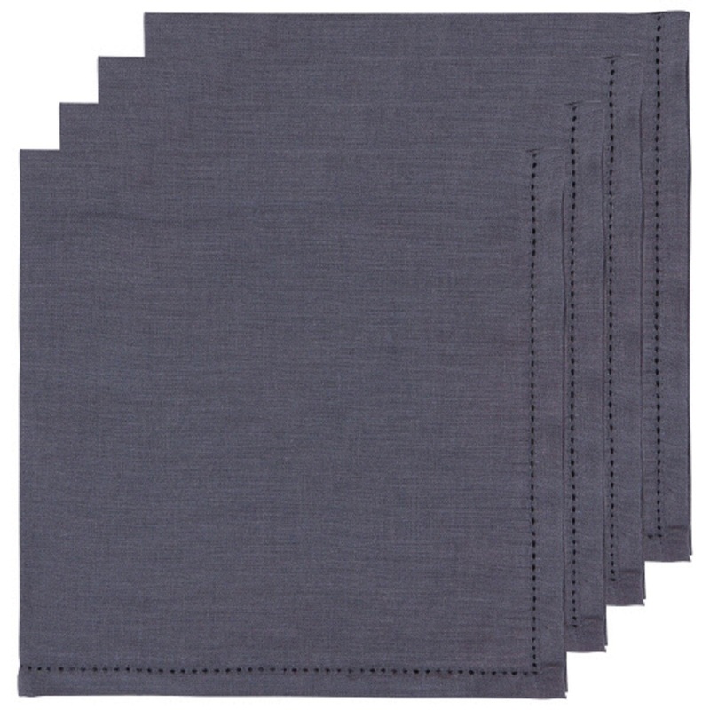 4-Pc Hemstitch Napkins – Charcoal