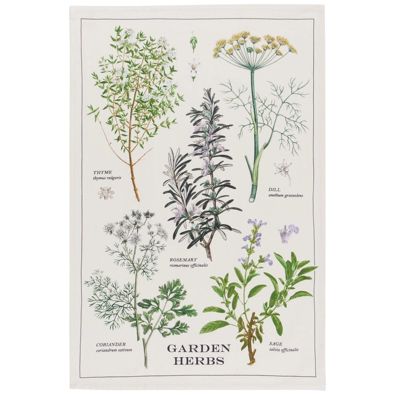 Garden Herbs Printed Dish Towel