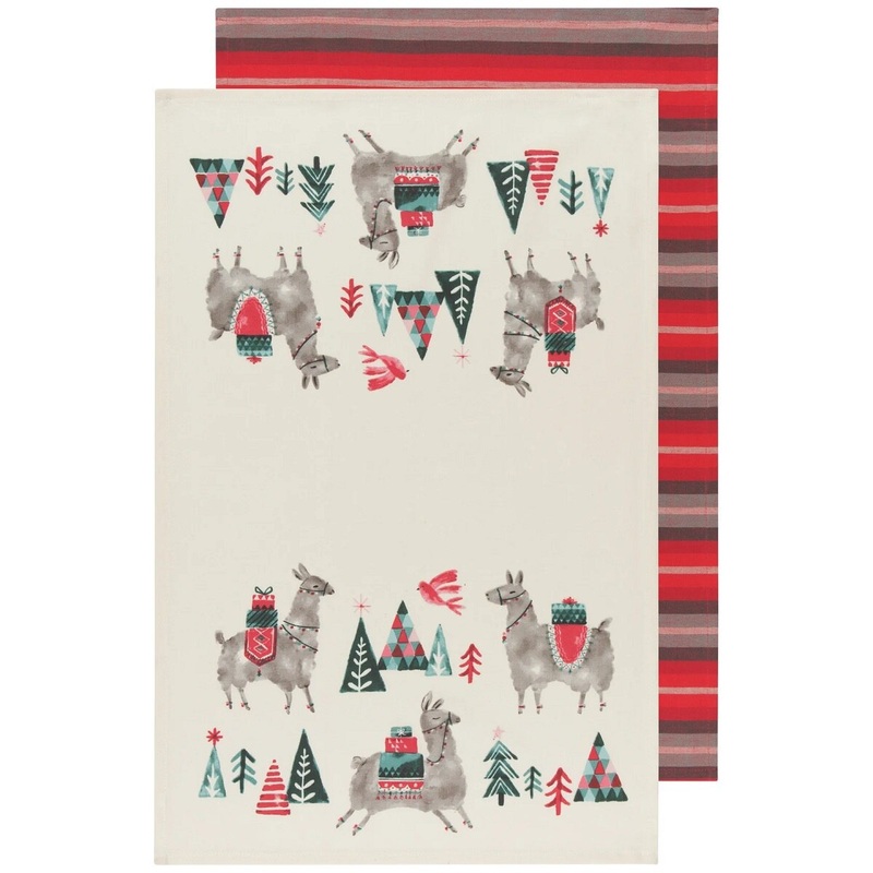 Happy Llamadays Tea Towel