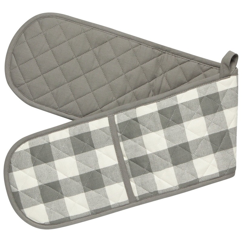London Gray Check Long Oven Mitt