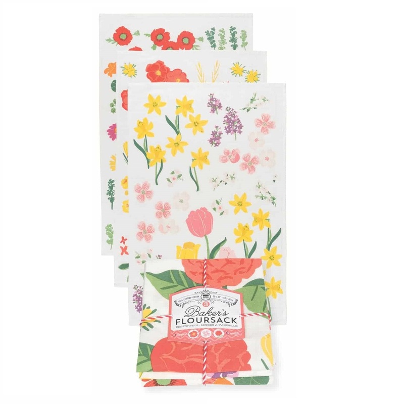 Now Designs Flowers Of The Month Bakers Floursack Dish Towels – Set of 3