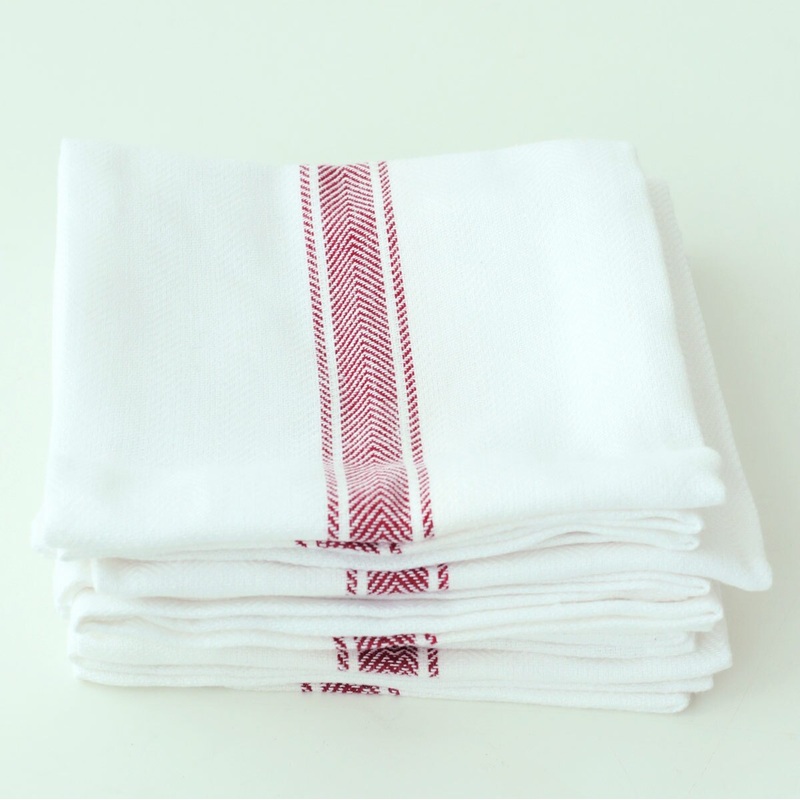 Poppy Red Brooklyn Stripe Tea Towels