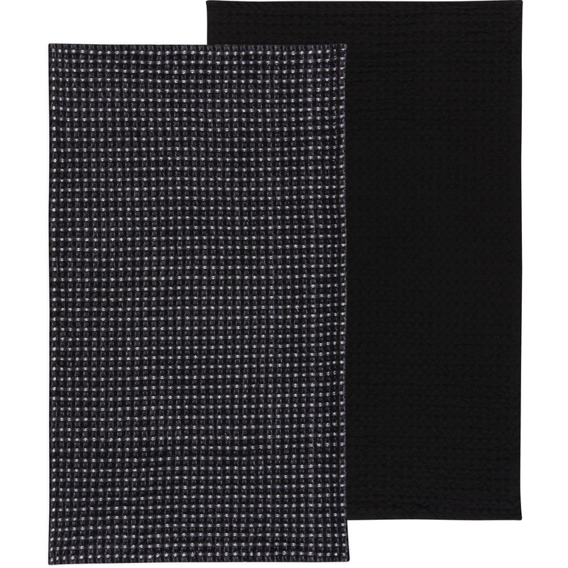 Second Spin Black Waffle Dishtowel Set of 2