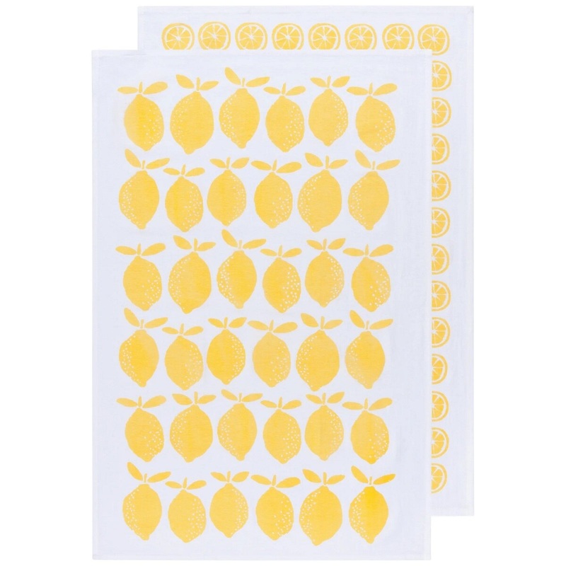 2/Set Lemon Print Yellow Dish Towel
