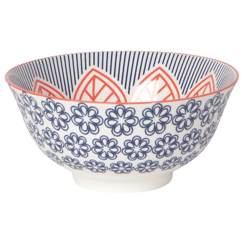 6 Red Floral Stamped Bowl