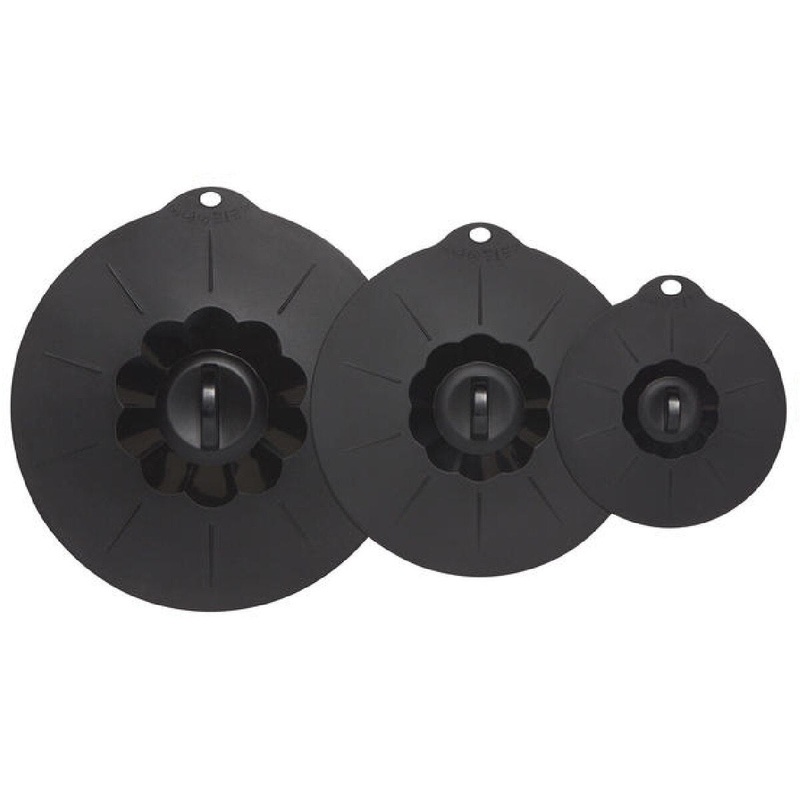 Black Silicone Suction Lids – Set of 3