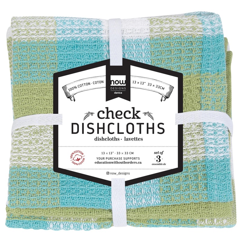 Leaf Checked Dish Cloths – Set of 3