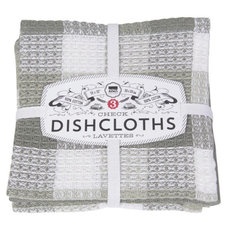 London Gray Checked Dish Cloths – Set Of 3