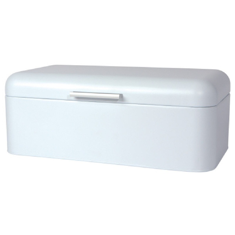 Matte White Tin Bread Box