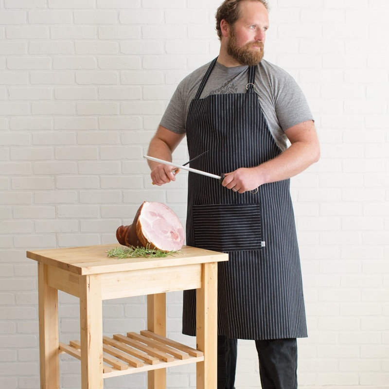 Mighty Black Pinstripe Apron