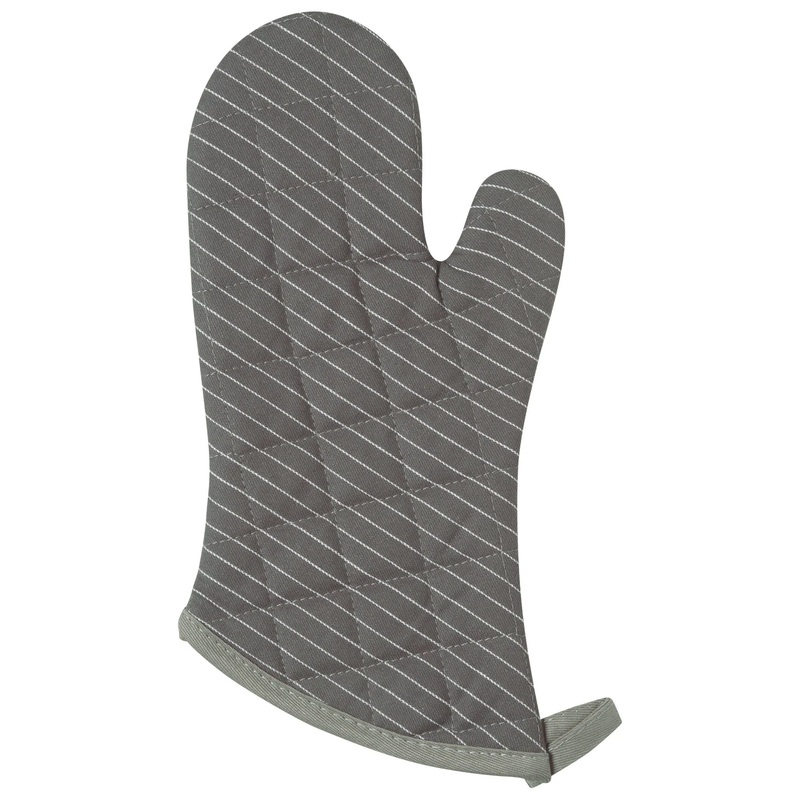 Superior Pinstripe Oven Mitt|Granite|Black