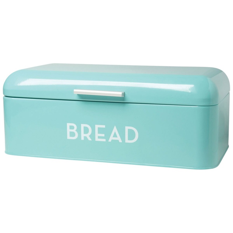 Turquoise Tin Bread Box