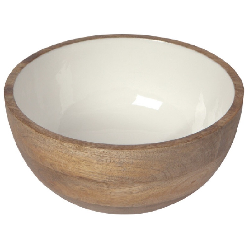 Large Mango Wood White Bowl