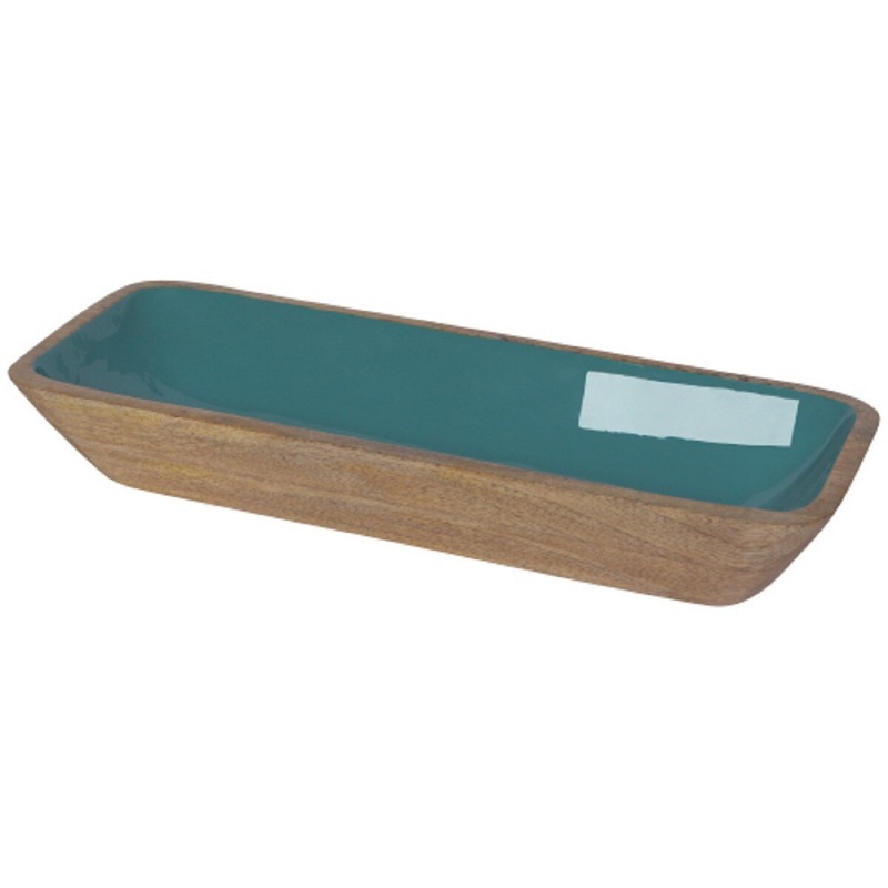 Mango Wood Rectangle Bowl- Lagoon