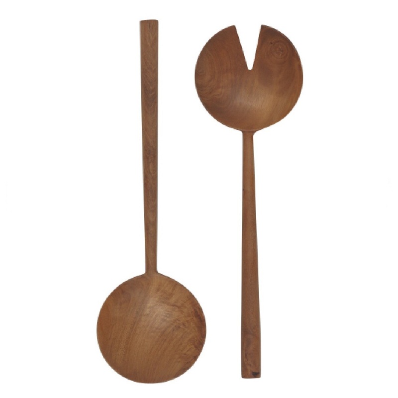 Teak Wood Round Salad Servers