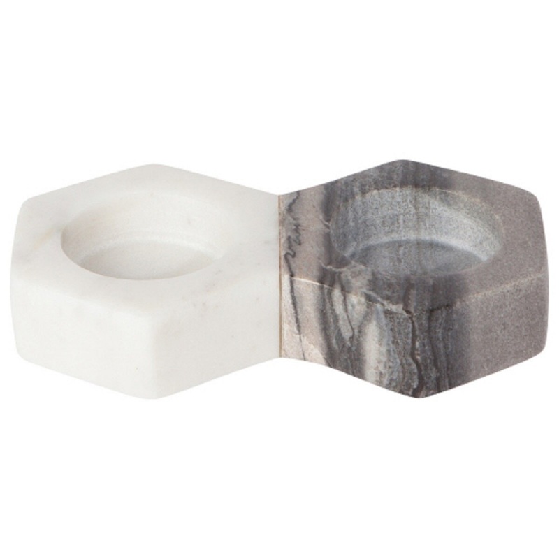 White/Slat Marble Divided Tray