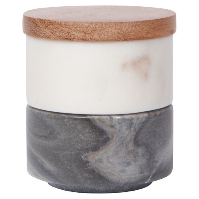 White/Slate Marble Salt Cellar