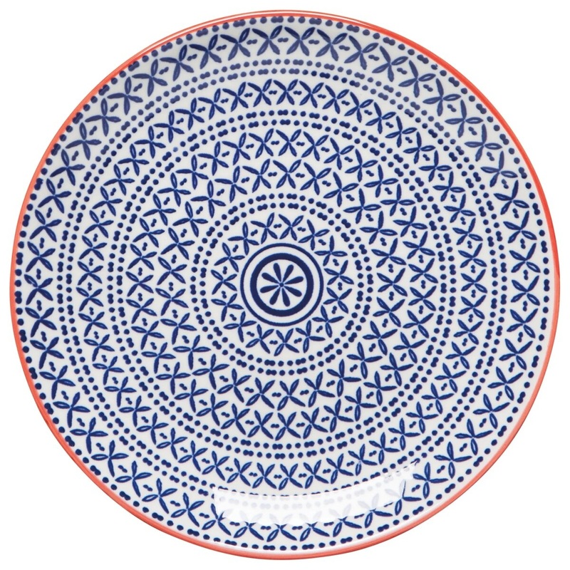 6 inch Blue Cross Stamped Appetizer Plate
