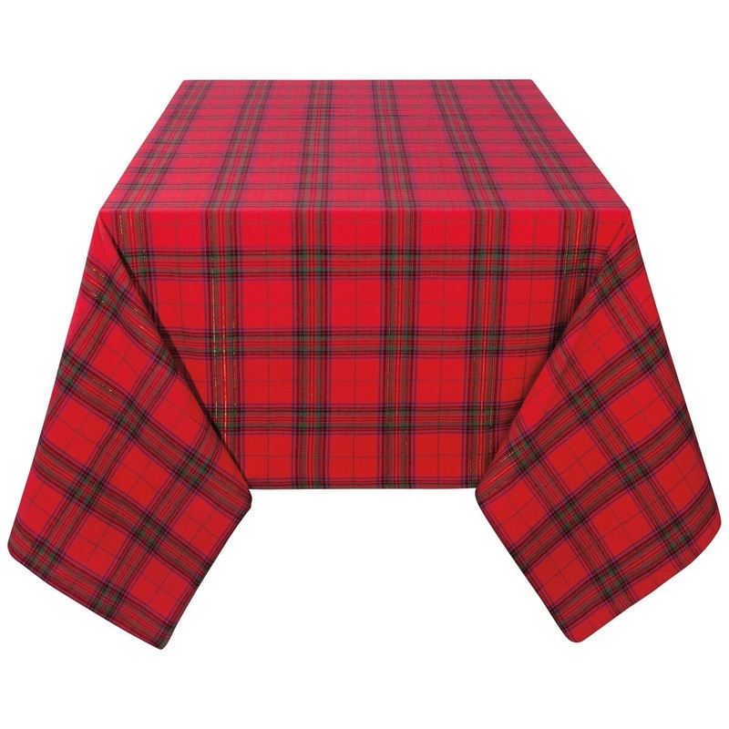 60 X 90 Christmas Plaid Woven Table Cloth