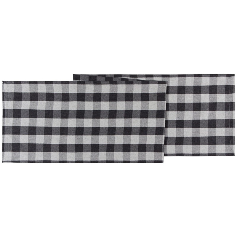 72 Charcoal Buffalo Check Table Runner
