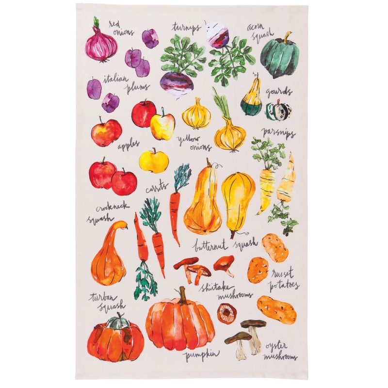 Veggie Stand Printed Cotton Dishtowel