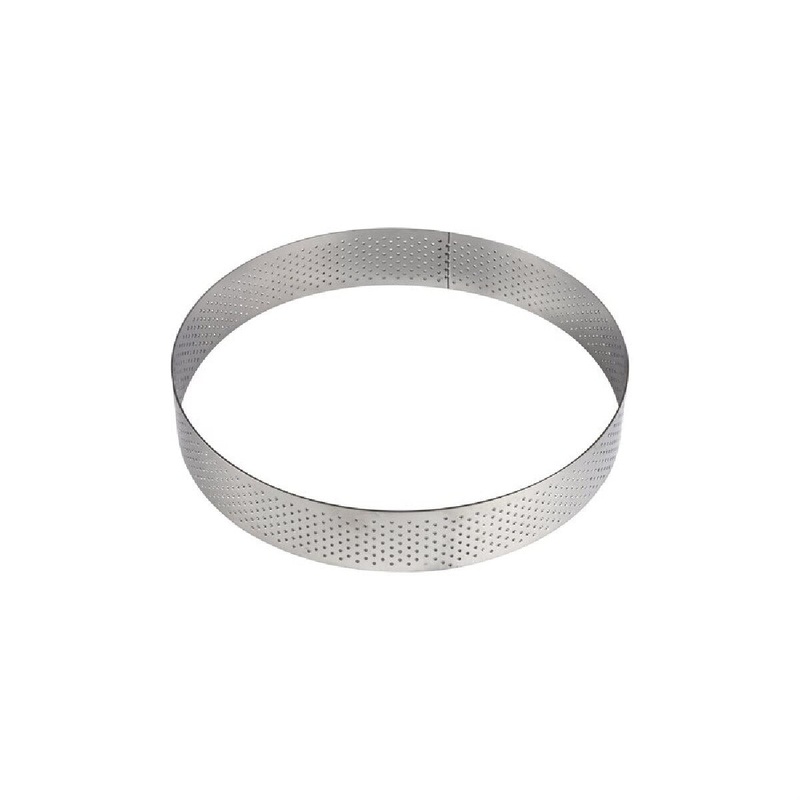 3 1 / 8 x 3 / 4 Round Perforated Stainless Steel Tart Ring