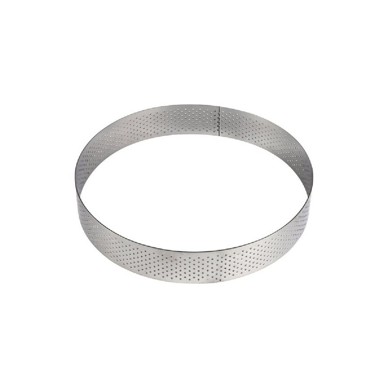 3.5 x 0.75 Round Perforated Stainless Steel Tart Ring