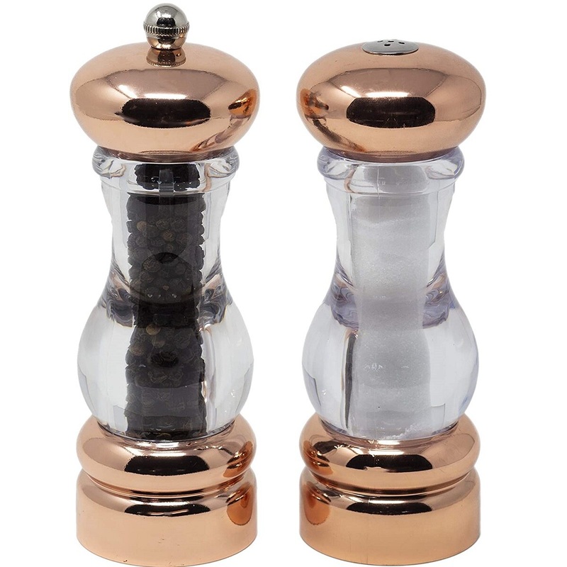 7 Copper Plated Salt & Pepper Mill Set