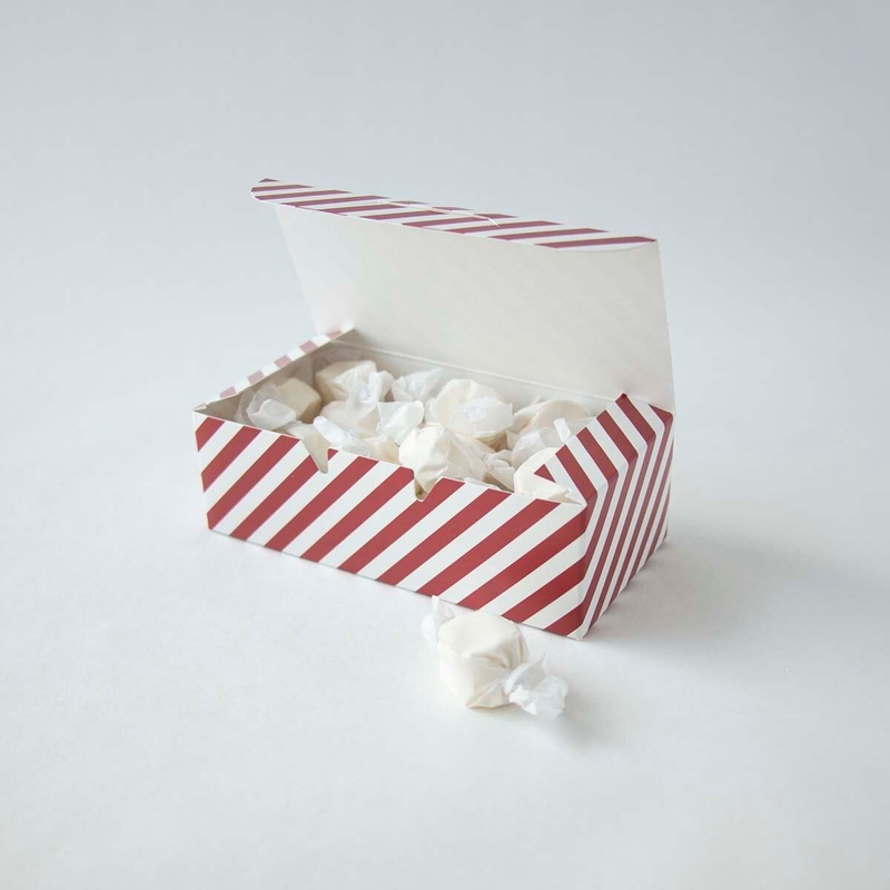 Half-Pound Diagonal Peppermint Striped Candy Boxes