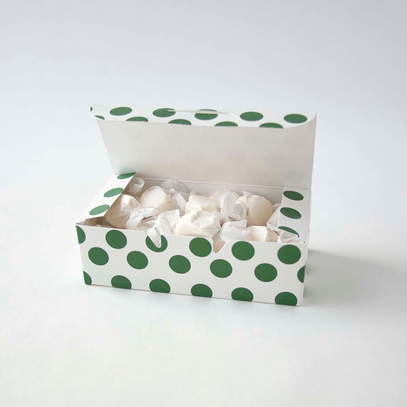 Half-Pound Green Polka Dot Candy Box